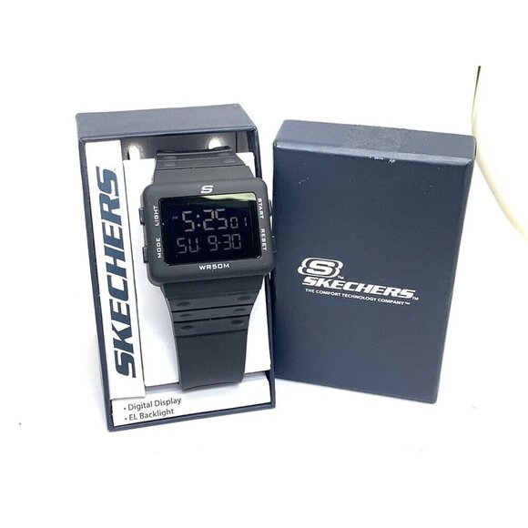 Skechers Men's Watch SR1077W Digital Sport Quartz Black Rubber Band 44mm - Picture 3 of 14